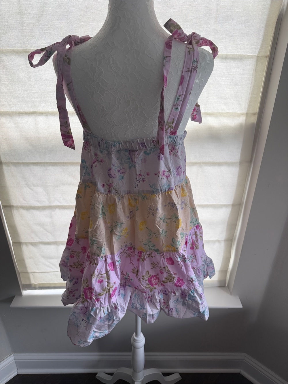 LoveShackFancy Pastel Floral Tiered Tie-Shoulder Sundress - Picture 4 of 5